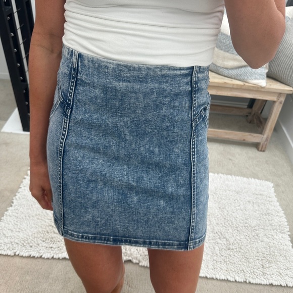 Wild fable blue Jean denim acid washed mini skirt summer fall party event chic 4 - Picture 4 of 12